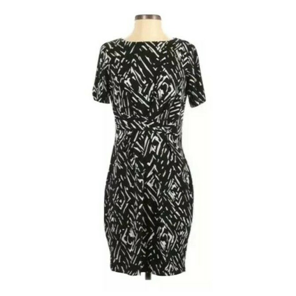 Roz & Ali 2x geometric Dress faux knot waist
